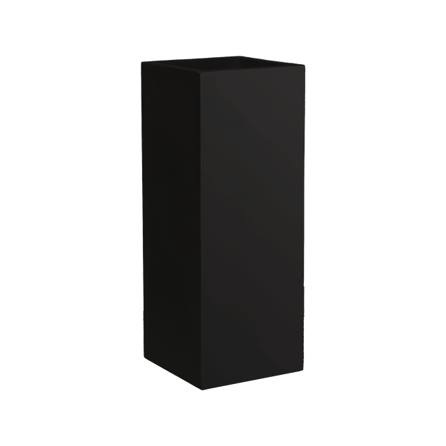 Perth corner fiberglass planter in Matte Black, 16 × 16 × 42 in, studio render