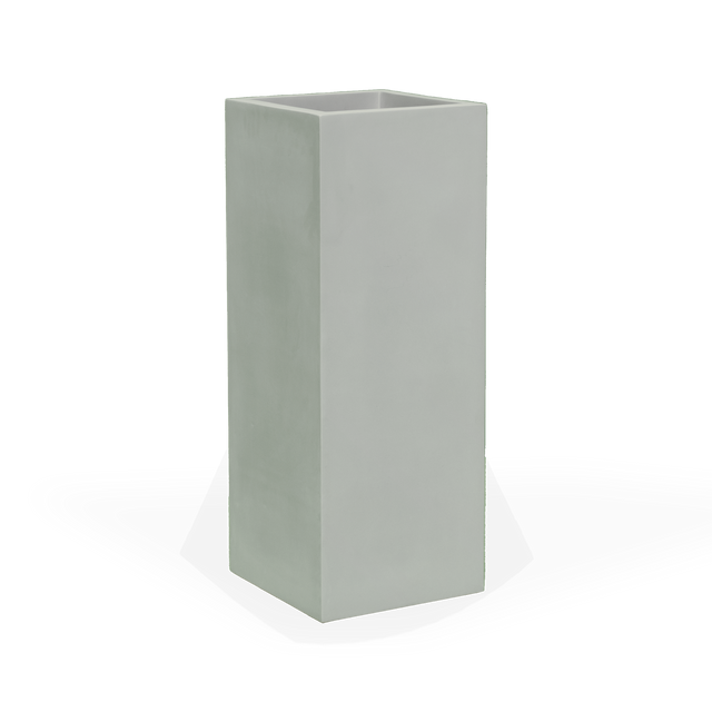 Perth corner fiberglass planter in Matte Cement Grey, 16 × 16 × 42 in, studio render