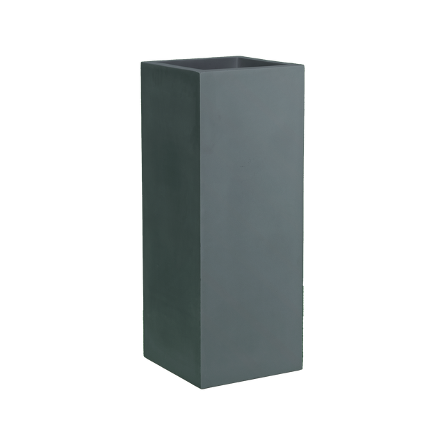 Perth corner fiberglass planter in Matte Charcoal, 16 × 16 × 42 in, studio render