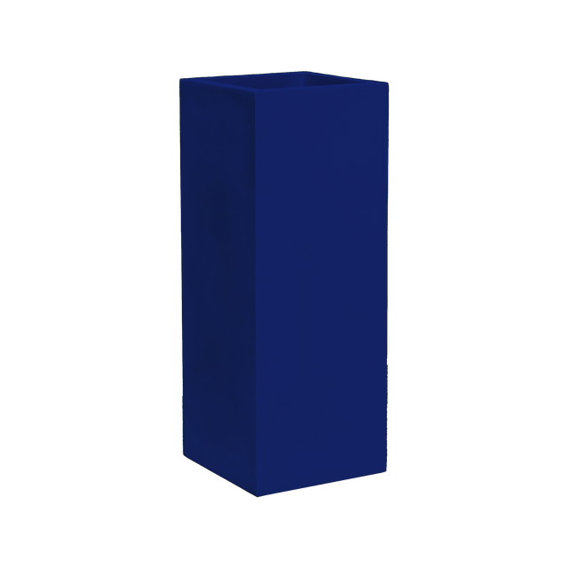 Perth corner fiberglass planter in Matte Cobalt Blue, 16 × 16 × 42 in, studio render