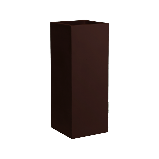 Perth corner fiberglass planter in Matte Dark Brown, 16 × 16 × 42 in, studio render