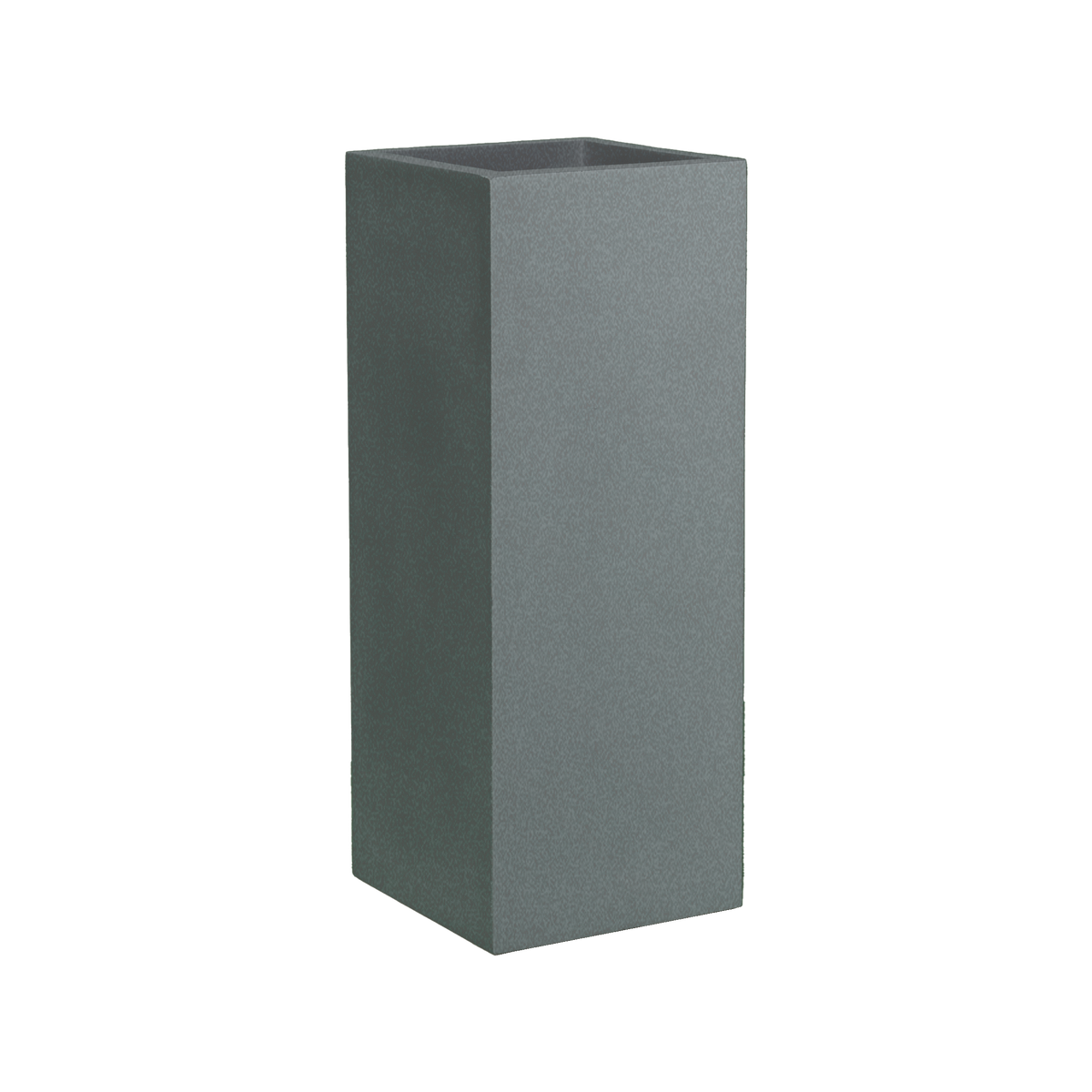 Perth corner fiberglass planter in Matte Gunmetal, 16 × 16 × 42 in, studio render