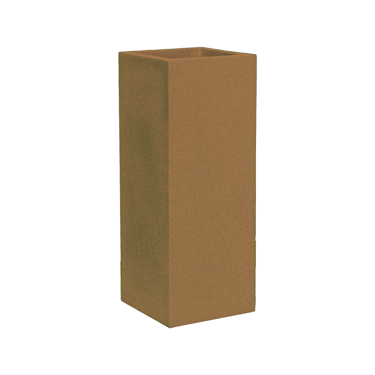 Perth corner fiberglass planter in Metallic Bronze, 16 × 16 × 42 in, studio render