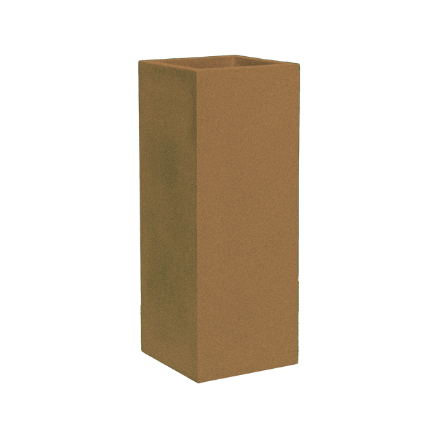 Perth corner fiberglass planter in Metallic Bronze, 16 × 16 × 42 in, studio render