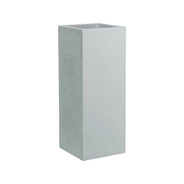 Perth corner fiberglass planter in Metallic Silver, 16 × 16 × 42 in, studio render