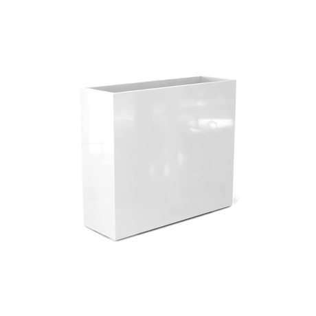 Perth rectangular fiberglass planter in Gloss Bright White, shown empty