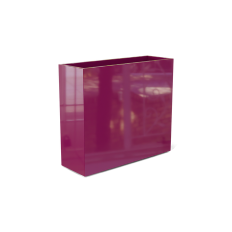 Perth rectangular fiberglass planter in Gloss Eggplant, shown empty
