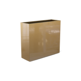 Perth rectangular fiberglass planter in Gloss Metallic Gold, shown empty