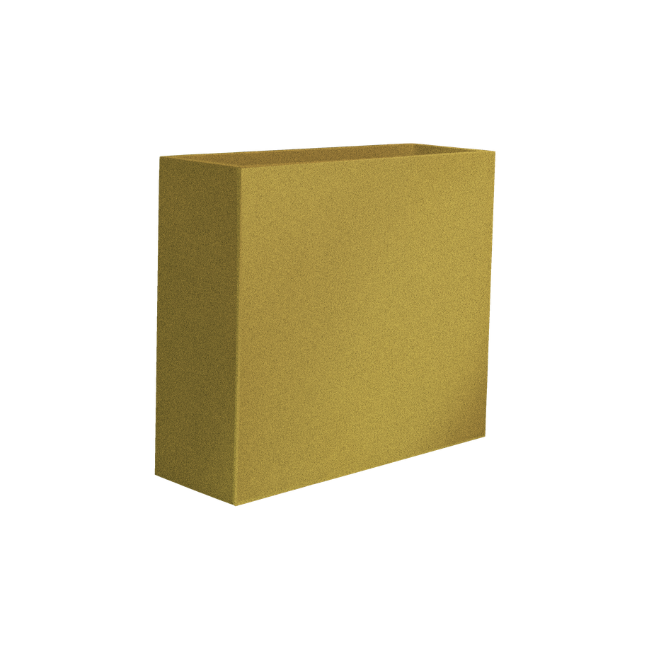 Perth rectangular fiberglass planter in Gloss Metallic Gold, 48 × 16 × 42 in, studio render