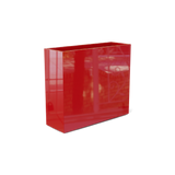 Perth rectangular fiberglass planter in Gloss Red, shown empty