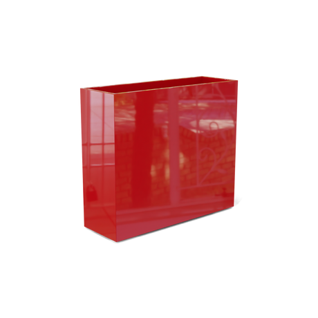 Perth rectangular fiberglass planter in Gloss Red, shown empty