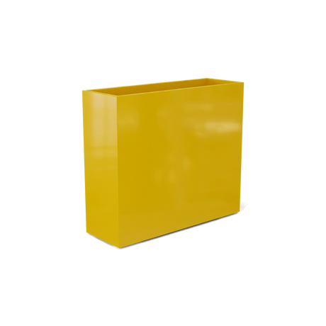 Perth rectangular fiberglass planter in Gloss Saffron, shown empty