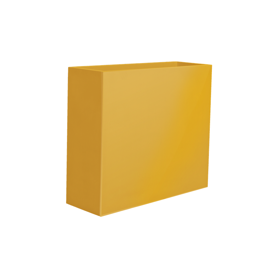 Perth rectangular fiberglass planter in Gloss Saffron, 48 × 16 × 42 in, studio render