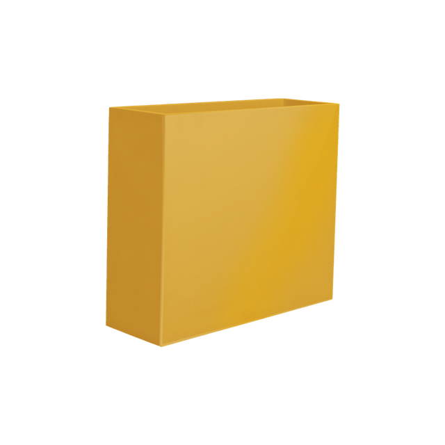 Perth rectangular fiberglass planter in Gloss Saffron, 48 × 16 × 42 in, studio render