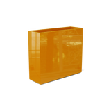 Perth rectangular fiberglass planter in Gloss Tangerine, shown empty