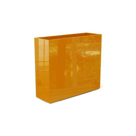 Perth rectangular fiberglass planter in Gloss Tangerine, shown empty