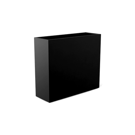 Perth rectangular fiberglass planter in Matte Black, shown empty