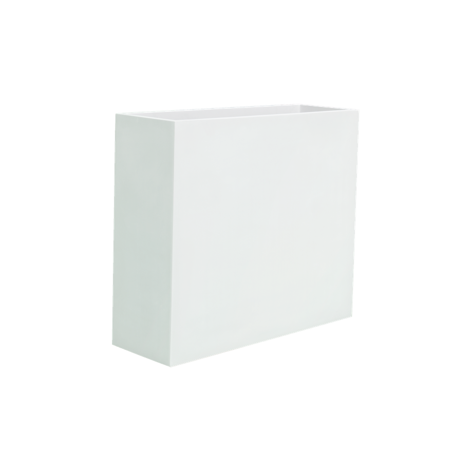 Perth rectangular fiberglass planter in Matte Bright White, 48 × 16 × 42 in, studio render
