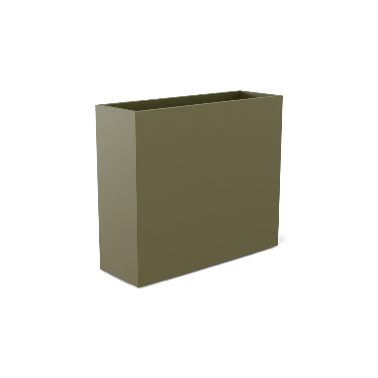 Perth rectangular fiberglass planter in Matte Bronze, shown empty
