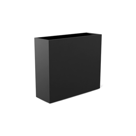 Perth rectangular fiberglass planter in Matte Charcoal, shown empty