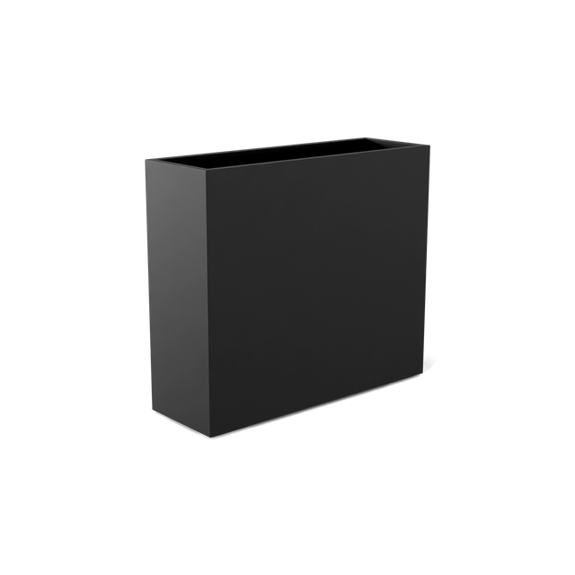 Perth rectangular fiberglass planter in Matte Charcoal, shown empty