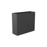 Perth rectangular fiberglass planter in Matte Gunmetal, shown empty
