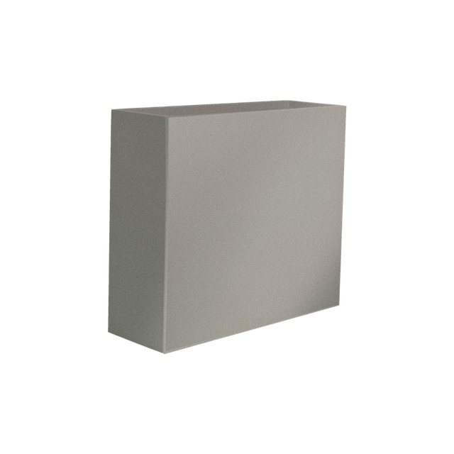 Perth rectangular fiberglass planter in Matte Gunmetal, 48 × 16 × 42 in, studio render