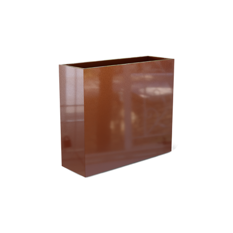 Perth rectangular fiberglass planter in Metallic Bronze, shown empty
