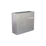 Perth rectangular fiberglass planter in Metallic Silver, shown empty