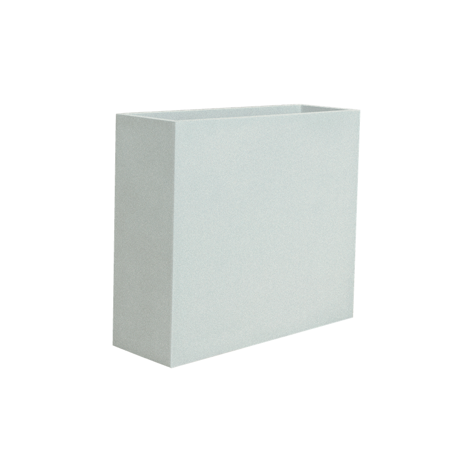 Perth rectangular fiberglass planter in Metallic Silver, 48 × 16 × 42 in, studio render
