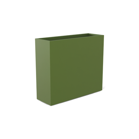 Perth rectangular fiberglass planter in Satin Green, shown empty