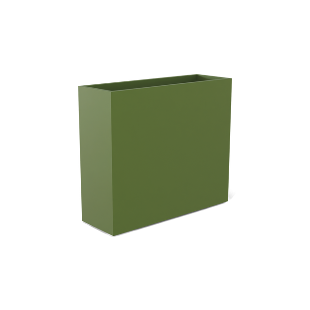 Perth rectangular fiberglass planter in Satin Green, shown empty
