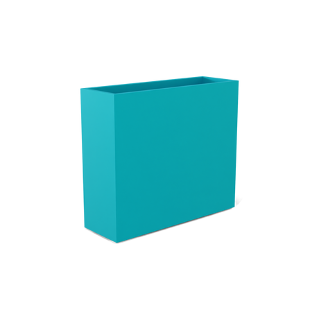 Perth rectangular fiberglass planter in Satin Seafoam Green, shown empty