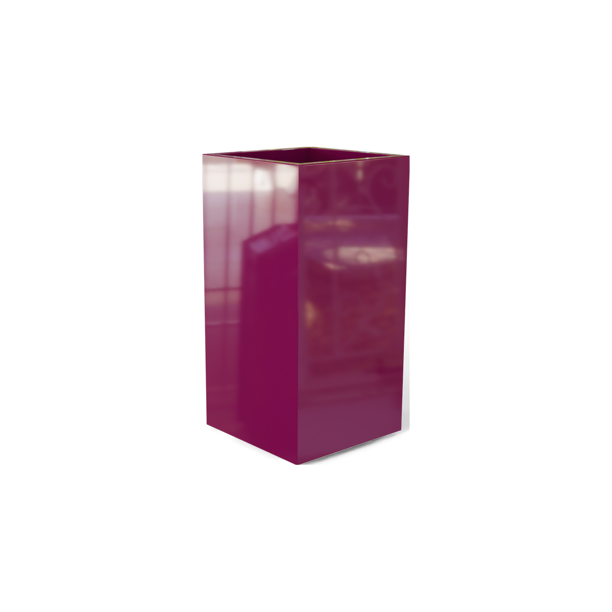 Potsdam corner fiberglass planter in Gloss Eggplant