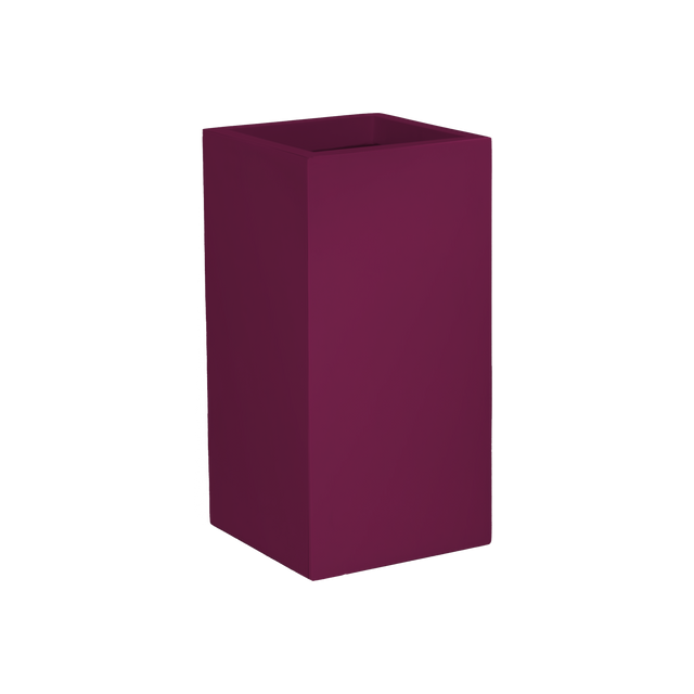 Potsdam corner fiberglass planter in Gloss Eggplant, 16 × 16 × 32 in, studio render
