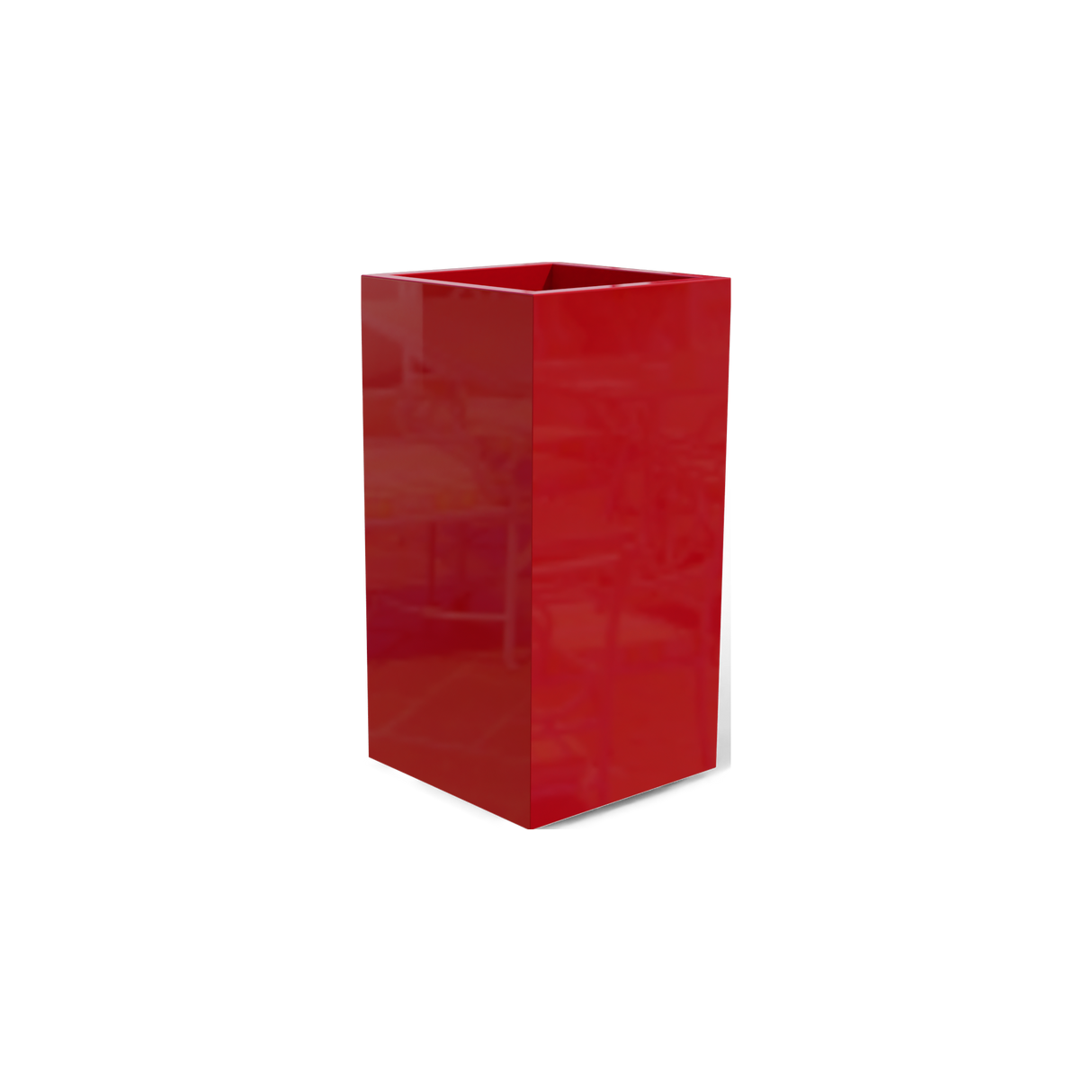 Potsdam corner fiberglass planter in Gloss Red