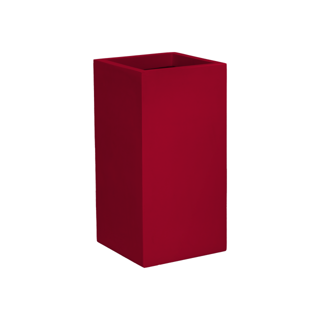 Potsdam corner fiberglass planter in Gloss Red, 16 × 16 × 32 in, studio render