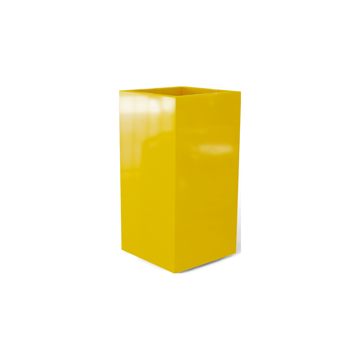 Potsdam corner fiberglass planter in Gloss Saffron