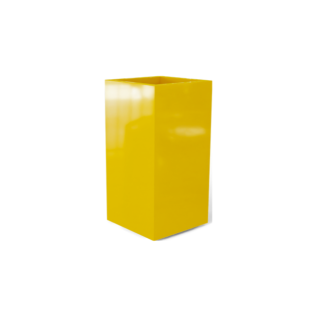 Potsdam corner fiberglass planter in Gloss Saffron