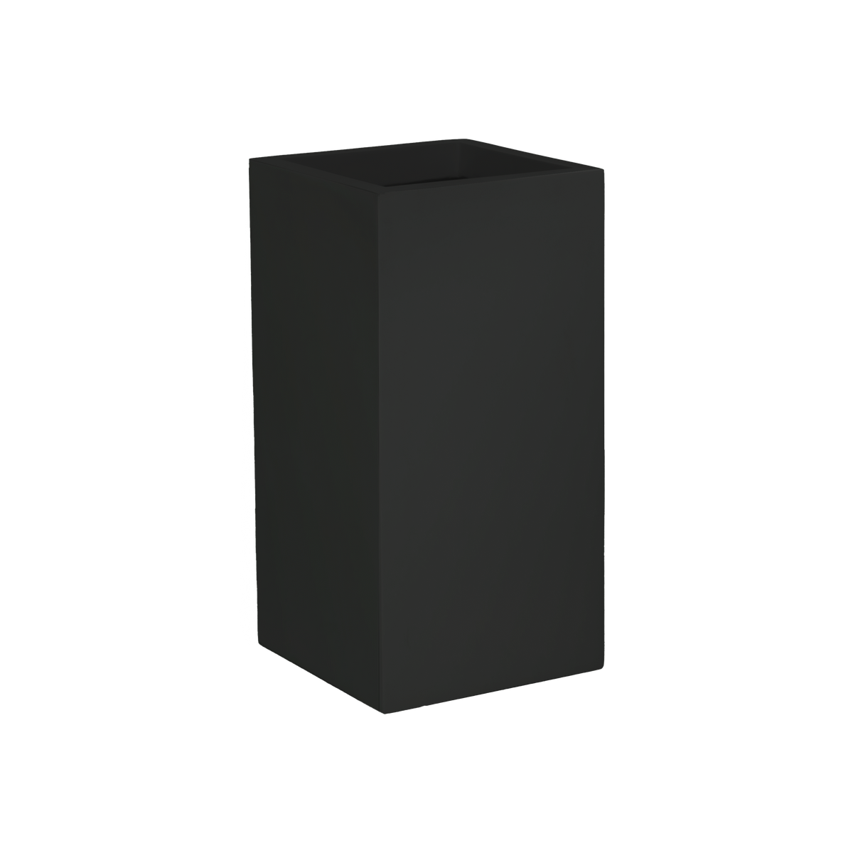 Potsdam corner fiberglass planter in Matte Black, 16 × 16 × 32 in, studio render