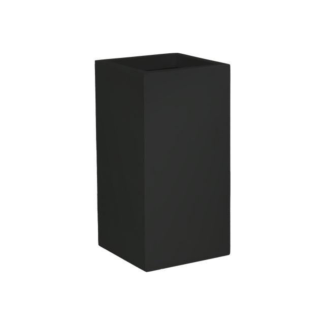 Potsdam corner fiberglass planter in Matte Black, 16 × 16 × 32 in, studio render