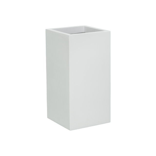 Potsdam corner fiberglass planter in Matte Bright White, 16 × 16 × 32 in, studio render