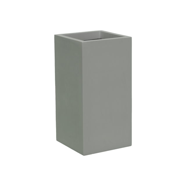 Potsdam corner fiberglass planter in Matte Cement Grey, 16 × 16 × 32 in, studio render