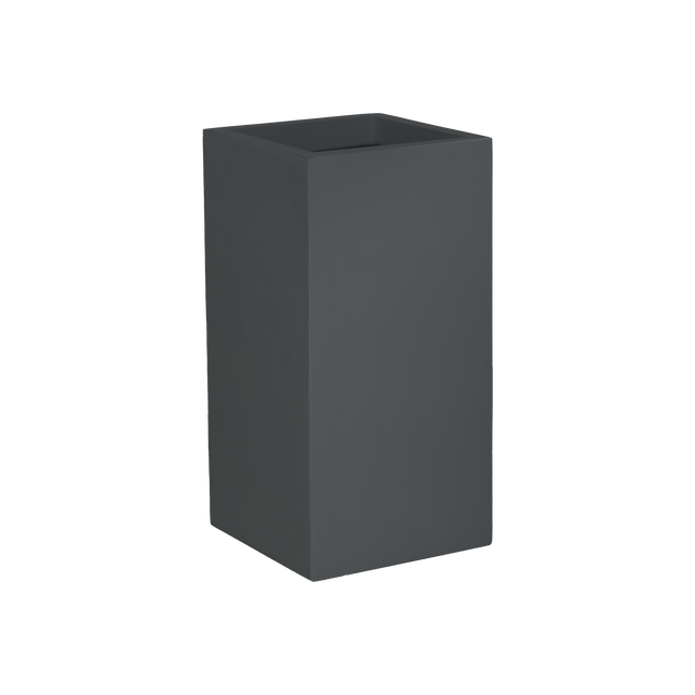Potsdam corner fiberglass planter in Matte Charcoal, 16 × 16 × 32 in, studio render