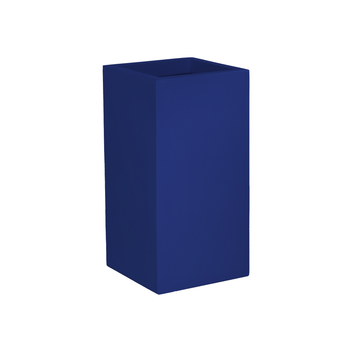 Potsdam corner fiberglass planter in Matte Cobalt Blue, 16 × 16 × 32 in, studio render
