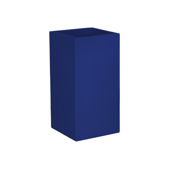 Potsdam corner fiberglass planter in Matte Cobalt Blue, 16 × 16 × 32 in, studio render