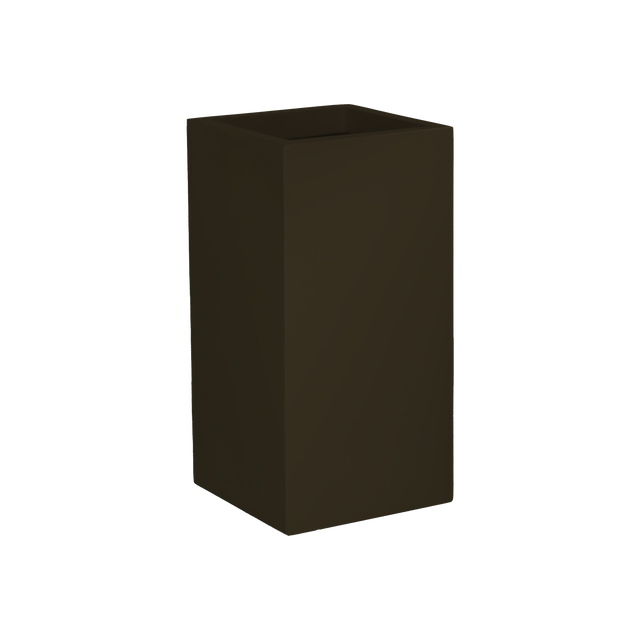 Potsdam corner fiberglass planter in Matte Dark Brown, 16 × 16 × 32 in, studio render