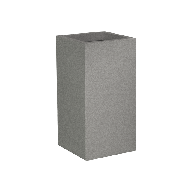 Potsdam corner fiberglass planter in Matte Gunmetal, 16 × 16 × 32 in, studio render