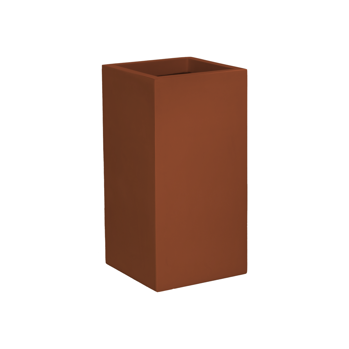 Potsdam corner fiberglass planter in Matte Terra Cotta, 16 × 16 × 32 in, studio render