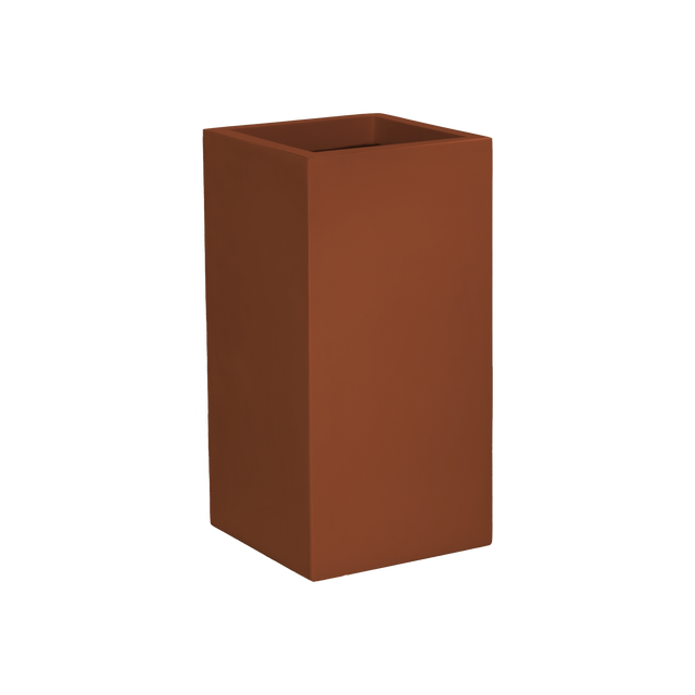 Potsdam corner fiberglass planter in Matte Terra Cotta, 16 × 16 × 32 in, studio render